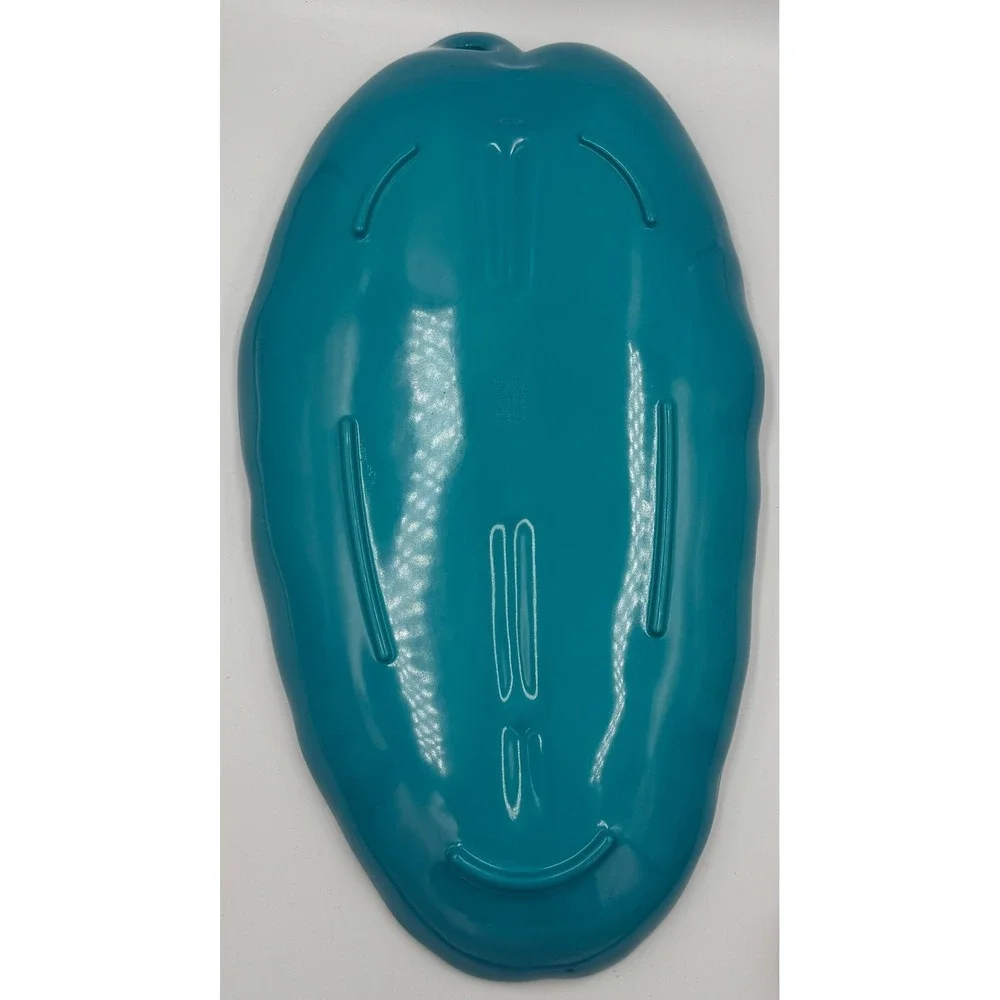Teal Blue Leaf Shaped‎ Serving Tray Dish with Hanging Hole Melamine 20 Inch